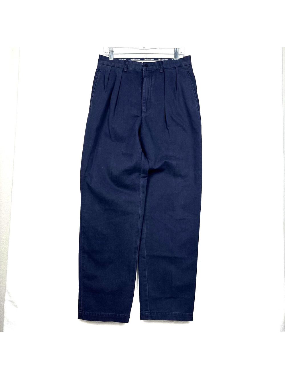 Vintage Polo Ralph Lauren Chino Navy Blue Pleated Andrew Pants Mens Size 32x32